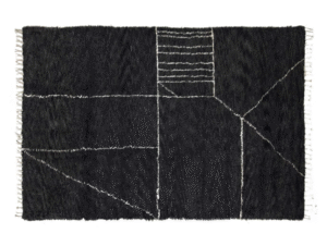 Charcoal and ivory Moroccan Touch MT07 hand-knotted wool–mohair rug by Amini, 300×200 cm.