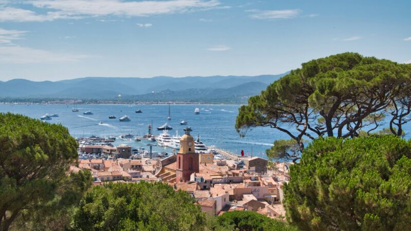 Saint-Tropez harbor on the French Riviera during peak yacht season — context for yacht charter tips and crew gratuity.