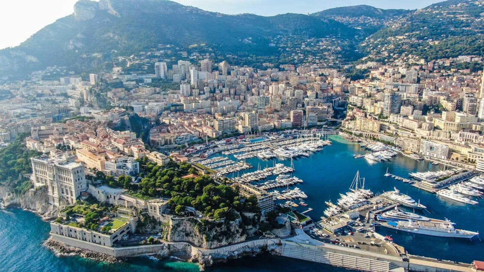 Aerial view of Port Hercule in Monaco showing limited superyacht berths and marina layout